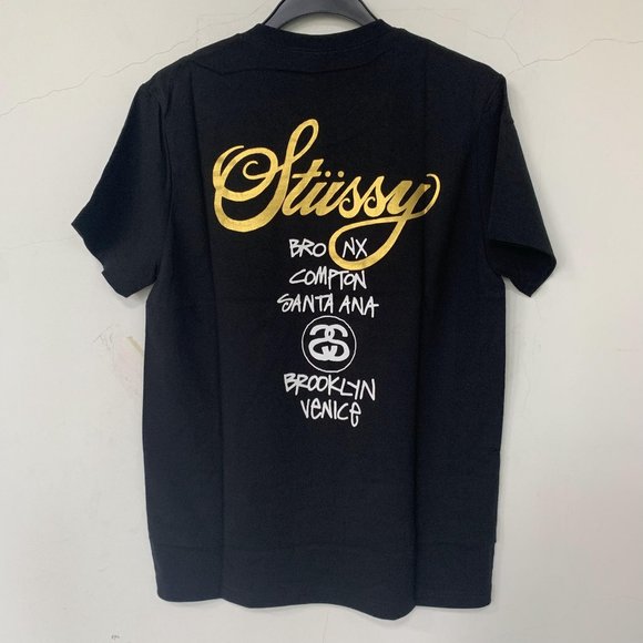Stussy Tops - STUSSY black printed short-sleeved T-shirt